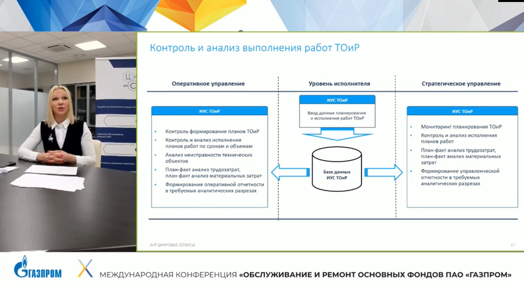 Выступление АНТ - Цифровые Сервисы - Цифровизация ТОиР (контроль ТОиР) - X МЕЖДУНАРОДНАЯ КОНФЕРЕНЦИЯ  «ОБСЛУЖИВАНИЕ И РЕМОНТ ОСНОВНЫХ ФОНДОВ  ПАО «ГАЗПРОМ»